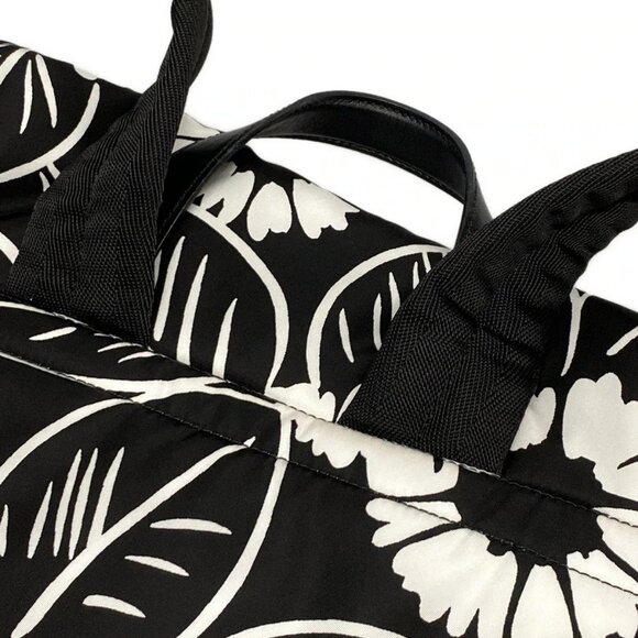 Auth PRADA - 2VZ095 Black White Tessuto Fiori (nylon) leather) Backpack - Picture 11 of 16